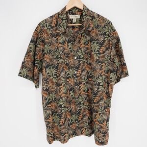 Tori Richard Shirt Mens XL Black Cotton Floral Short Sleeve Button Up Relaxed
